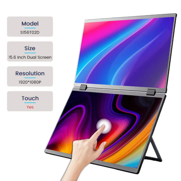 15.6 Inch Dual Touch Screen Portable Monitor 1080P FHD With 360° Flip External Screen For PC Laptop Mac Phone Xbox PS4/5 Switch - Image 2