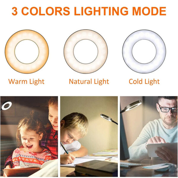 48 LEDs Clip on Desk Lamp 360°Flexible Gooseneck Reading Table Light Eye-Caring USB Clamp Books Night Light Study Read Light - Image 4