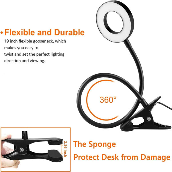 48 LEDs Clip on Desk Lamp 360°Flexible Gooseneck Reading Table Light Eye-Caring USB Clamp Books Night Light Study Read Light - Image 7