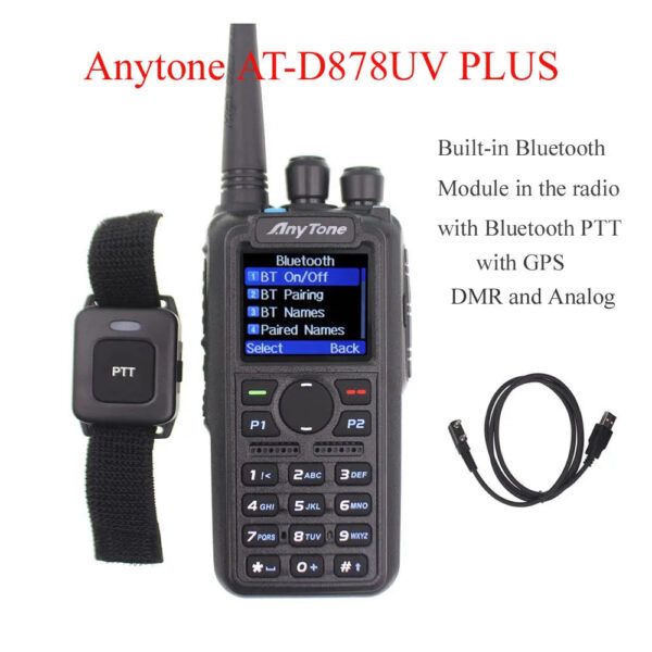 Anytone AT-D878UV PLUS Digital DMR and Analog Walkie Talkie with GPS APRS Bluetooth-PTT Dual band Two Way Radio with PC Cable - Image 5