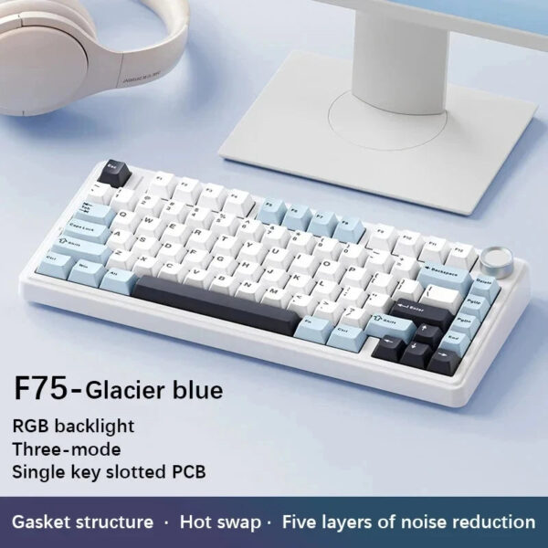 AULA F75 Mechanical Keyboard Wired/2.4G Wireless/Bluetooth RGB PBT 75% Layout OEM Profile Gasket Customized Pc Gaming Keyboard - Image 7