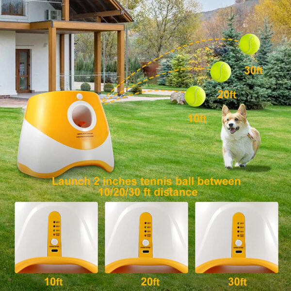 Automatic Throwing Machine Catapult for Dog Pet Toys Tennis Launcher Pet Ball Throw Device 3/6/9m Section + 3 Balls Dog Training - Image 7