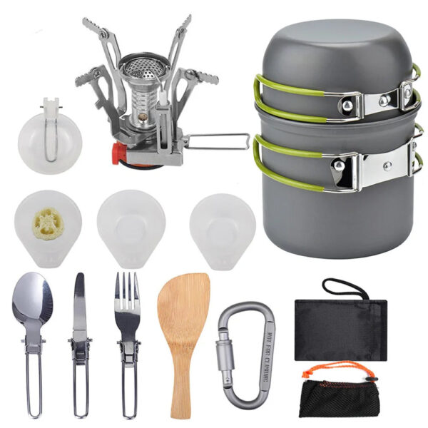 Camping Combination Kettle Set - Portable Camping Cookware Mess Kit