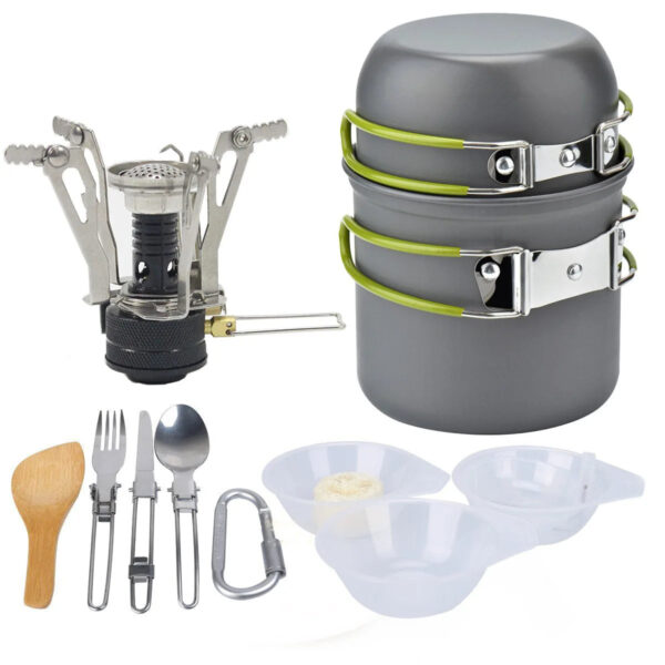 Camping Combination Kettle Set - Portable Camping Cookware Mess Kit - Image 3