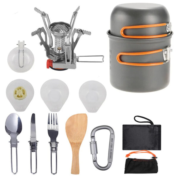 Camping Combination Kettle Set - Portable Camping Cookware Mess Kit - Image 5