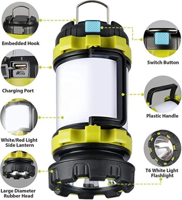 3000mAh Rechargeable Camping Lantern & Power Bank | Waterproof LED Portable Flashlight - Image 6