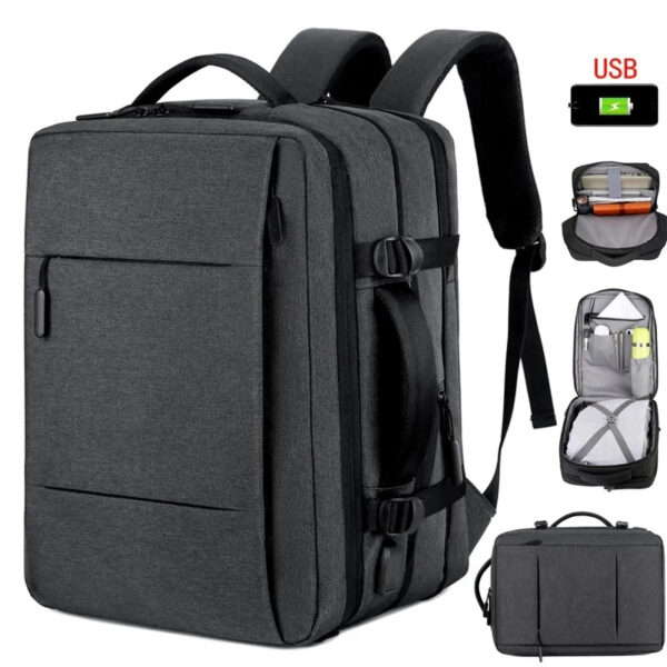 Classic Travel Backpack Men Business Backpack School Expandable USB Bag Large Capacity Laptop Waterproof Fashion Backpack - Image 3