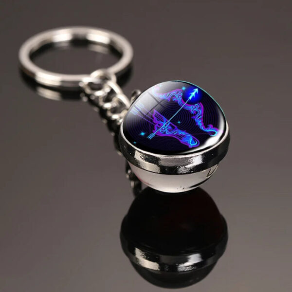 Creative 12 Constellation Key Ring Time Stone Double-Sided Glass Ball Metal Keychain Pendant Key Chain Accessories Fashion Gift - Image 11