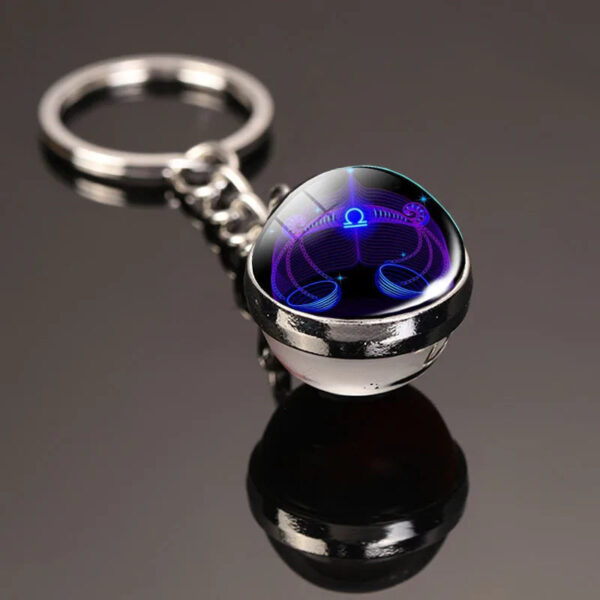 Creative 12 Constellation Key Ring Time Stone Double-Sided Glass Ball Metal Keychain Pendant Key Chain Accessories Fashion Gift - Image 17