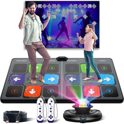 Dance Mat Game for TV/PC – Family Sports Video Game, Anti-Slip Music Fitness Carpet, Wireless Double Controller, Folding Dancing Pad