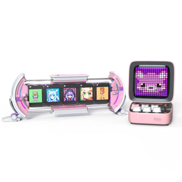 Ditoo Pink+Times Gate Pink - Cute Pixel Display Art Bluetooth Speaker and Gaming Digital Clock Desk Setup with APP Home Decor - Image 2