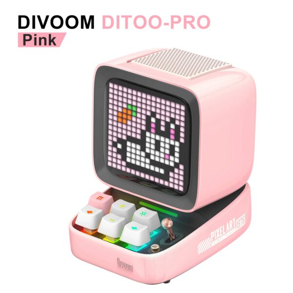 Ditoo Pink+Times Gate Pink - Cute Pixel Display Art Bluetooth Speaker and Gaming Digital Clock Desk Setup with APP Home Decor - Image 9