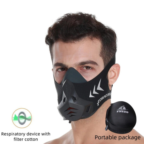 FDBRO 2.0 Sports Mask - Elevation Running Fitness Pack, Black, High Altitude Training with Free Cloth, Free Shipping - Image 3