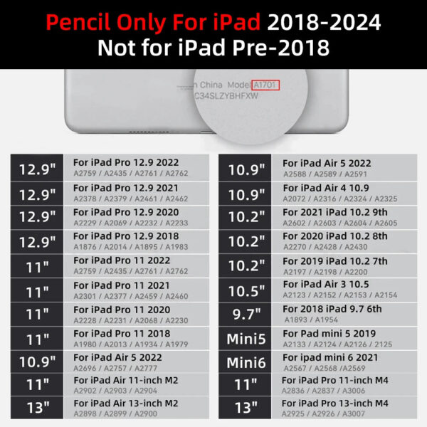 Stylus Pen with Palm Rejection & Tilt for iPad Pro 11/12.9, Air 4/5/6, Mini 5/6, 7th-10th Gen (2024) - Image 13