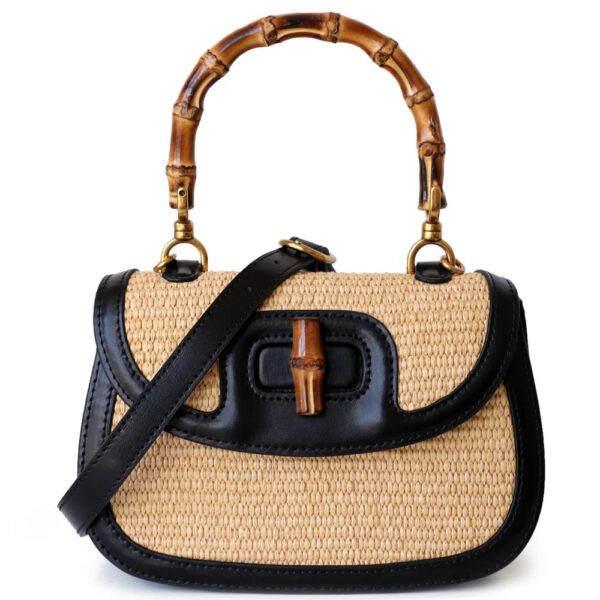 Genuine Leather Handbags for Women, Ladies Designer Bag, Luxury Bamboo Handle Bags, Brandy Natural Bamboo Hand Bag, High Quality - Image 9