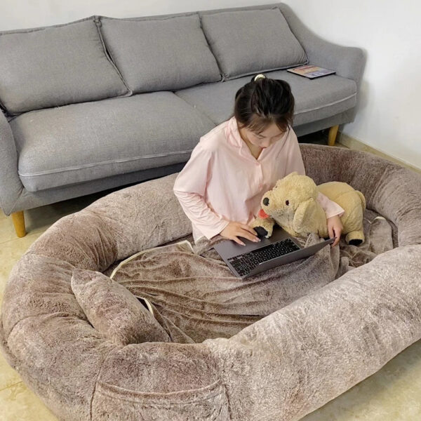 Human Dog Bed - Giant Comfy Plush with Pocket, Portable Large Bean Bag, Human-Sized Pet Bed for Naps, Extra Size Sofa - Image 5