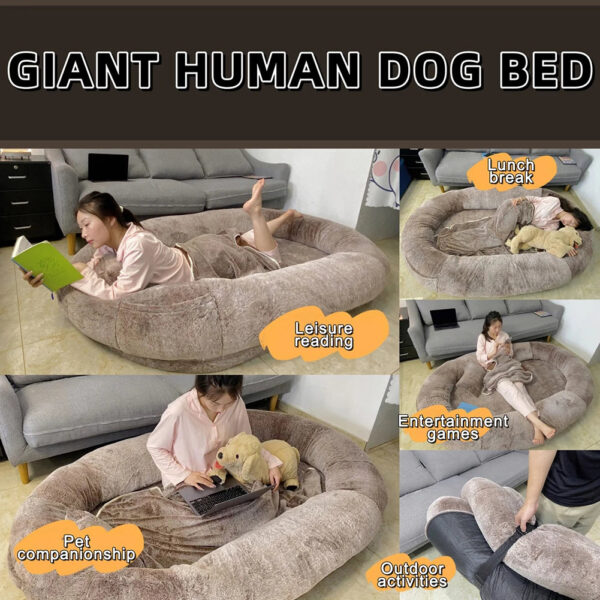 Human Dog Bed - Giant Comfy Plush with Pocket, Portable Large Bean Bag, Human-Sized Pet Bed for Naps, Extra Size Sofa - Image 6