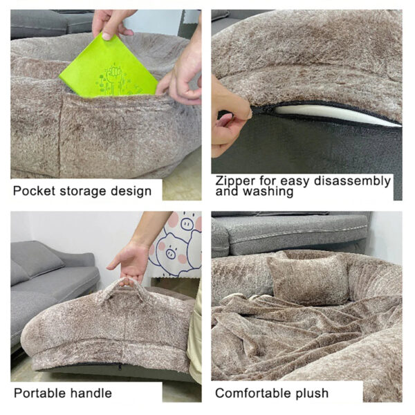 Human Dog Bed - Giant Comfy Plush with Pocket, Portable Large Bean Bag, Human-Sized Pet Bed for Naps, Extra Size Sofa - Image 8