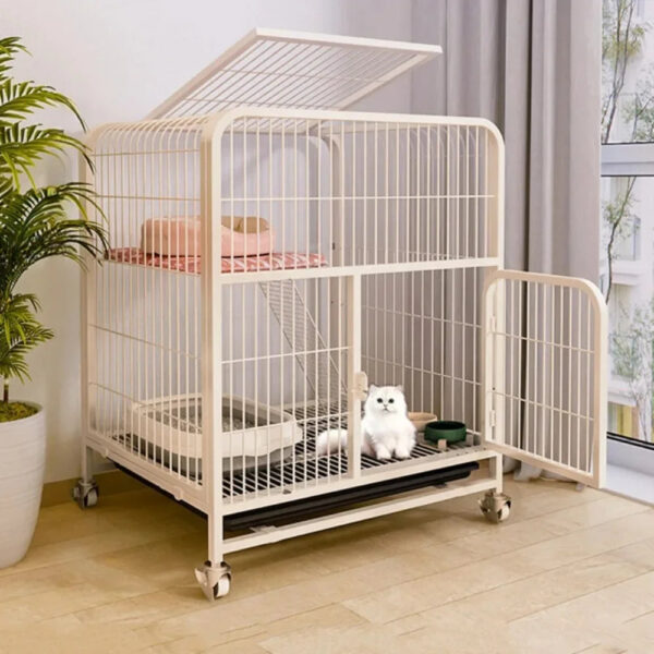 Iron Cat Cage Pet Villa Duplex - Luxury Modern Cat House and Kitten Nest with Large Space