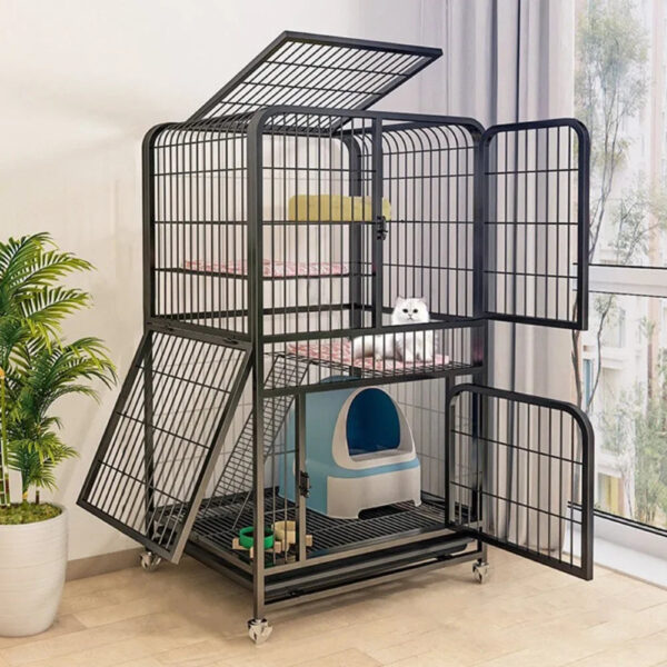 Iron Cat Cage Pet Villa Duplex - Luxury Modern Cat House and Kitten Nest with Large Space - Image 11