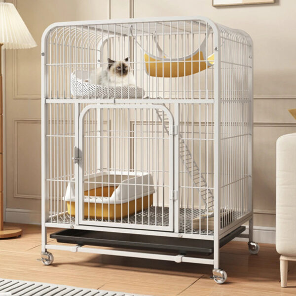 Iron Cat Cage Pet Villa Duplex - Luxury Modern Cat House and Kitten Nest with Large Space - Image 14