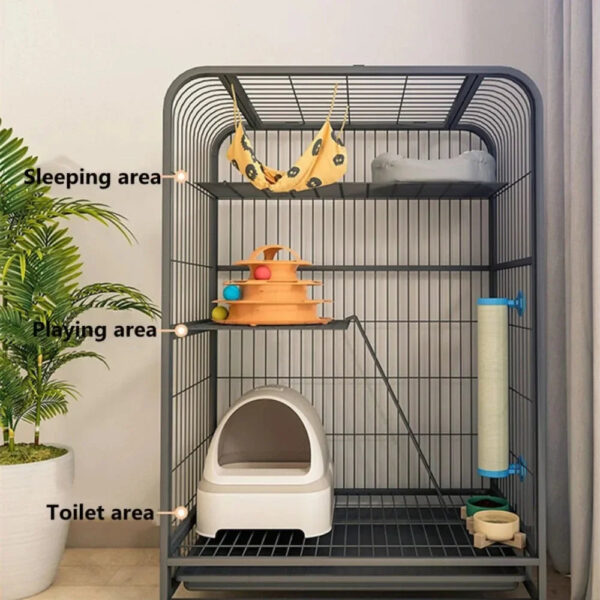 Iron Cat Cage Pet Villa Duplex - Luxury Modern Cat House and Kitten Nest with Large Space - Image 15