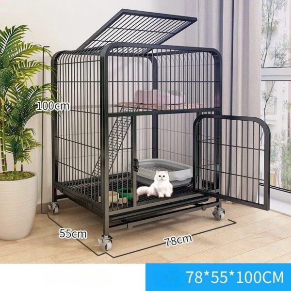 Iron Cat Cage Pet Villa Duplex - Luxury Modern Cat House and Kitten Nest with Large Space - Image 8