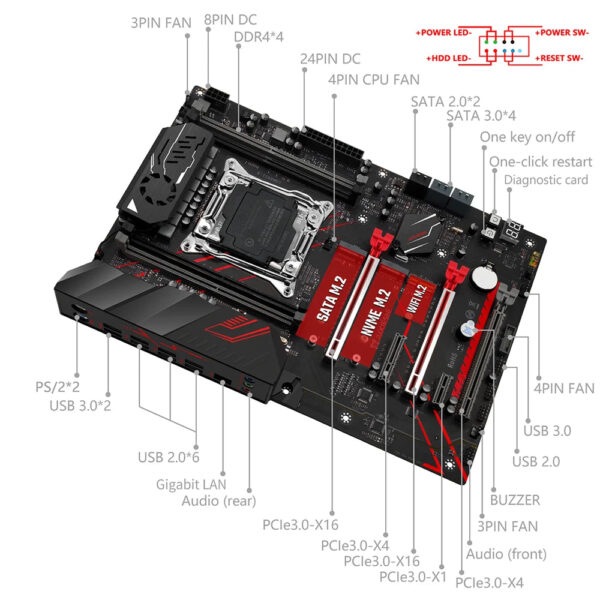 MACHINIST MR9A PRO MAX X99 Motherboard Set Kit Xeon E5 2680 V4 CPU 32G(2*16G) DDR4 ECC RAM 2400mhz Memory Support NVME M.2 ATX - Image 3