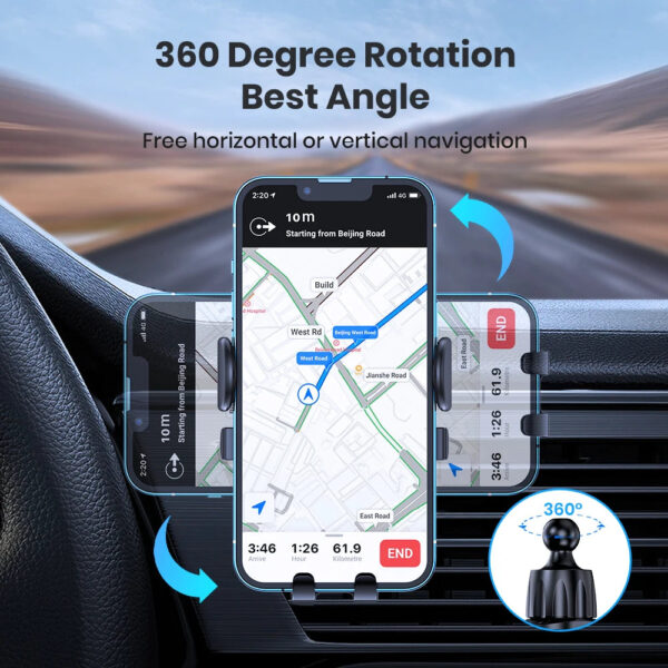 Mobile Phone Holder Air Outlet Gravity Sensor Car Holder Riangle Gravity Frosted Simplicity Solid Metallic Material - Image 8