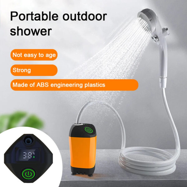 Outdoor Camping Shower IPX7 Waterproof with Digital Display Portable Electric Shower Pump for Hiking Travel Beach Pet Watering - Image 3