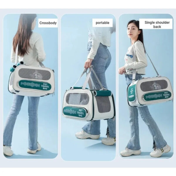 Portable Breathable Cat Carrier Bag - Large Space Pet Shoulder Bag for Outings - Image 4