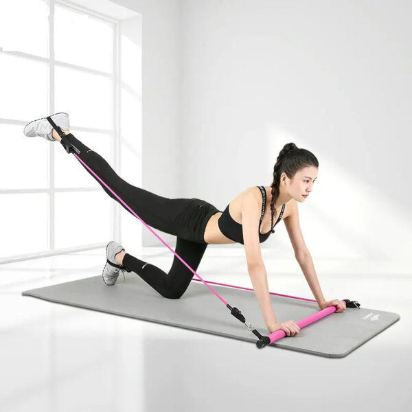 Pilates Exercise Stick Resistance Bands Trainer for Home Gym Workout - Image 7