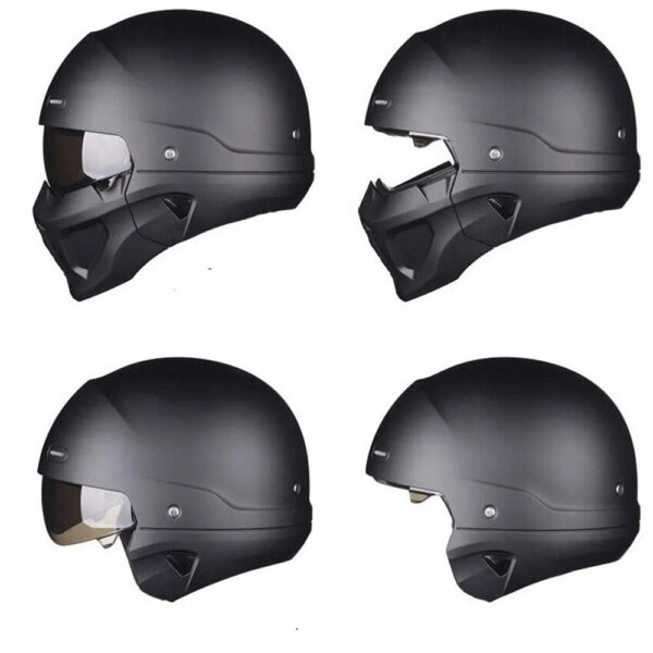 Retro Capacete Detachable For Motorcycle Bike Quick Release ABS Open Helmet Full Face Matte Black Modular Classic Professional - Image 3