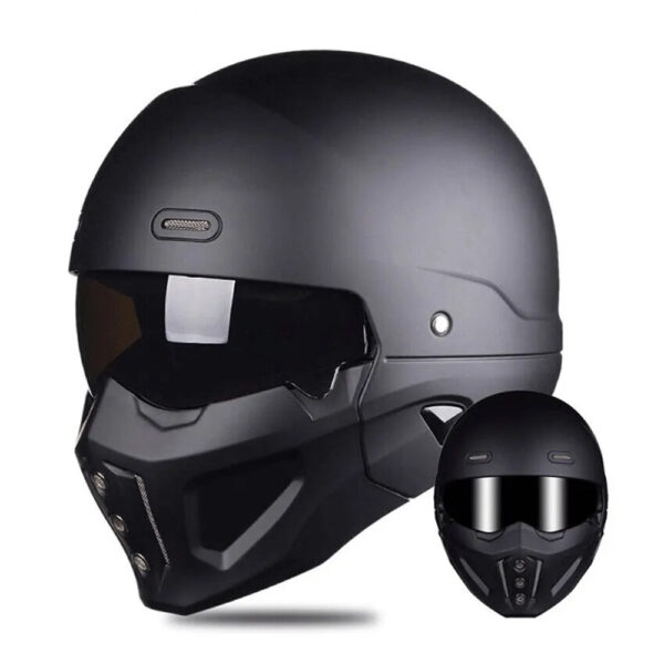 Retro Capacete Detachable For Motorcycle Bike Quick Release ABS Open Helmet Full Face Matte Black Modular Classic Professional - Image 9