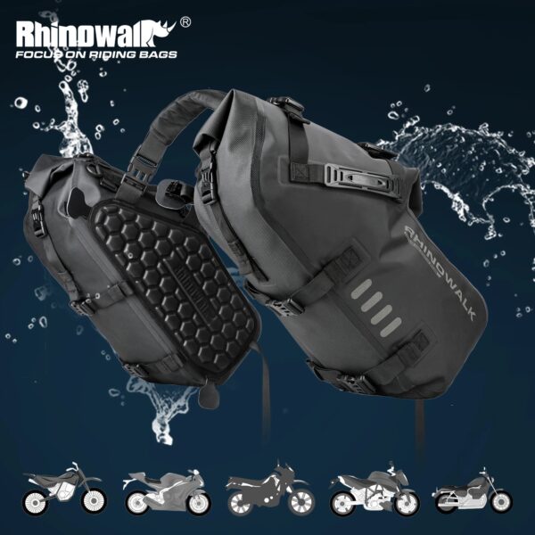 Rhinowalk 100%Waterproof Motorcycle Bags 28L 2Pcs Universal Fit Motor Saddlebag Side Tail Pannier Bag Travel Luggage Accessories - Image 2