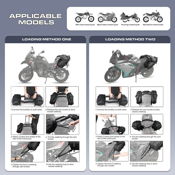 Rhinowalk 100%Waterproof Motorcycle Bags 28L 2Pcs Universal Fit Motor Saddlebag Side Tail Pannier Bag Travel Luggage Accessories - Image 5