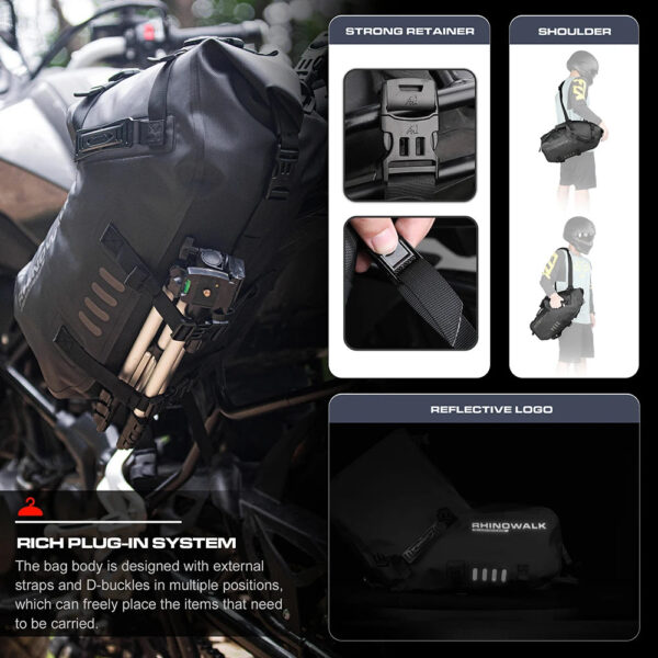 Rhinowalk 100%Waterproof Motorcycle Bags 28L 2Pcs Universal Fit Motor Saddlebag Side Tail Pannier Bag Travel Luggage Accessories - Image 7