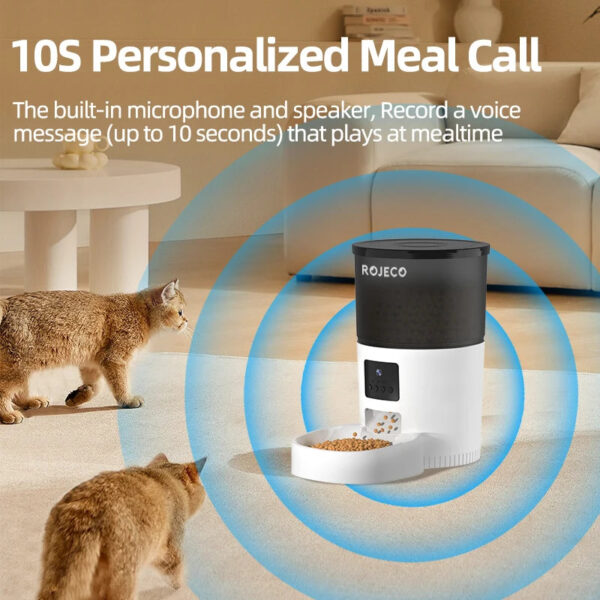 ROJECO Automatic Cat Feeder With Camera Video Cat Food Dispenser Pet Smart Voice Recorder Remote Control Auto Feeder For Cat Dog - Image 5