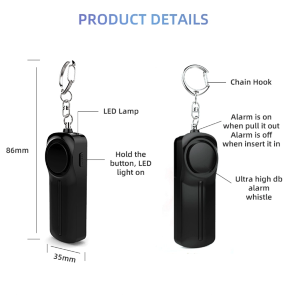 Self Defence Personal Alarm Keychain with LED Light - Image 2