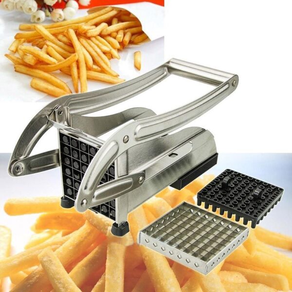 Stainless Steel French Fry and Potato Cutter with 2 Blades