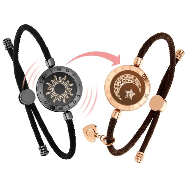 totwoo Long Distance touch Light up&Vibrate Bracelets for Couples, Long Distance Relationship Gifts Smart Sun&Moon Love Bracelet