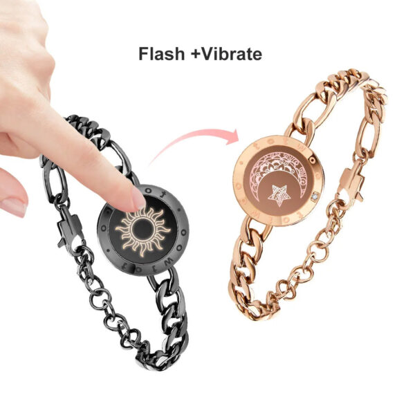 totwoo Long Distance touch Light up&Vibrate Bracelets for Couples, Long Distance Relationship Gifts Smart Sun&Moon Love Bracelet - Image 12