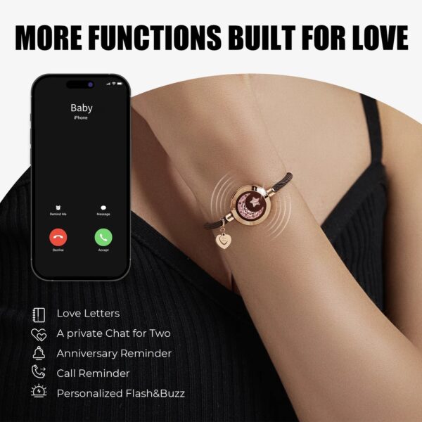 totwoo Long Distance touch Light up&Vibrate Bracelets for Couples, Long Distance Relationship Gifts Smart Sun&Moon Love Bracelet - Image 5