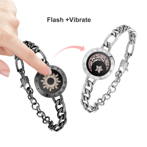 totwoo Long Distance touch Light up&Vibrate Bracelets for Couples, Long Distance Relationship Gifts Smart Sun&Moon Love Bracelet - Image 9