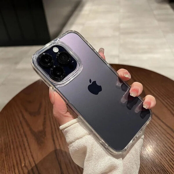 ```json
{
  title: Transparent Shockproof Hard Acrylic Case For iPhone 15 14 13 12 Mini 11 Pro XS Max X XR 7 8 Plus SE 2 Soft Silicone Bumper Cover
}
```