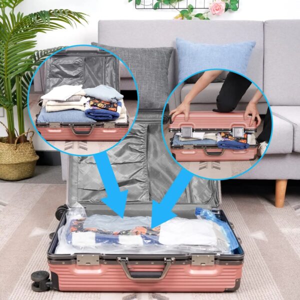 Vacuum Storage Bags Space Saver 80% More Compression Organizer Vacuum Sealer Bags with Travel Hand Pump for Blankets Clothes - Image 10