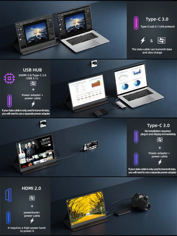 ZSUS 2160*1440  14-inch 2K Portable Monitor 60HZ For Laptop XBox PS4 / 5 Switch TV Box Cell Phone PC Extension  Mobile - Image 8